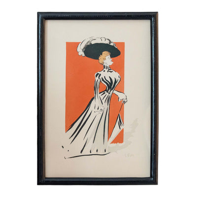 Madame à l’ombrelle noire - Lithographie - SEM (1863–1934)