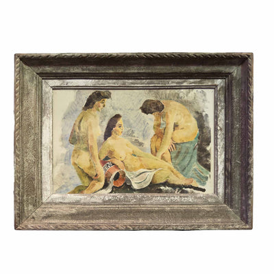 Scène aux baigneuses - Aquarelle