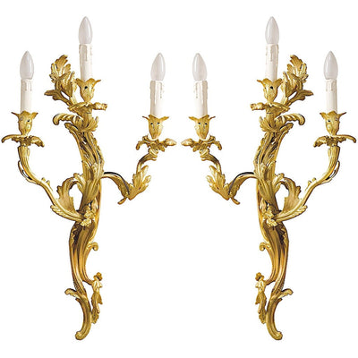 Pompadour triple Applique en bronze doré (set de 2)