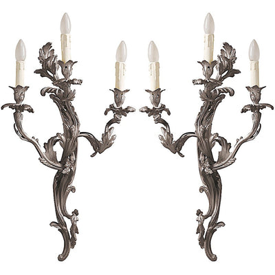 Pompadour triple Applique en bronze argenté (set de 2)