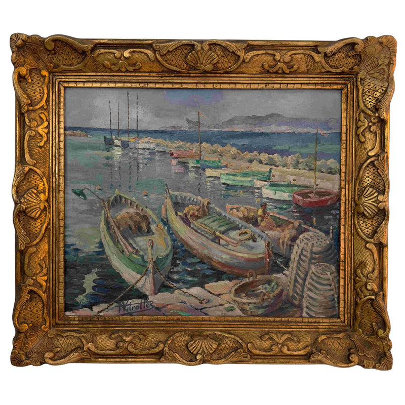 Matin lumineux sur le port  - Huile sur toile - F.Vitrolles