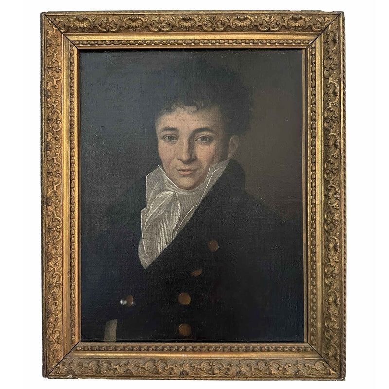 Huile sur toile Jeune homme au regard romantique  Girodet de Roucy-Trioson 1835