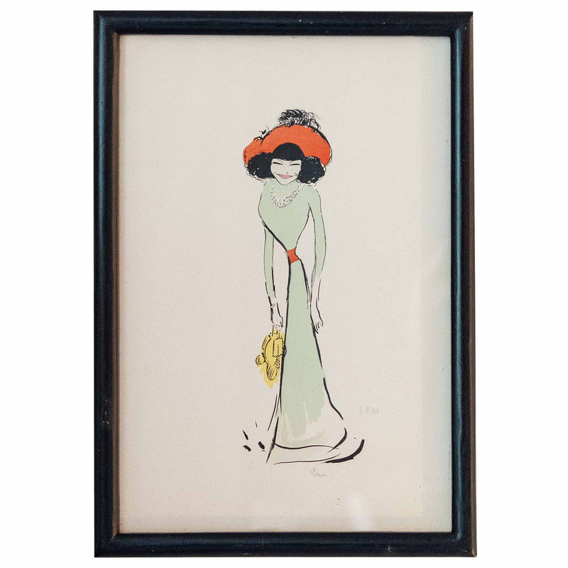 Lithographie - L’élégante au chapeau rouge -  SEM (1863–1934)