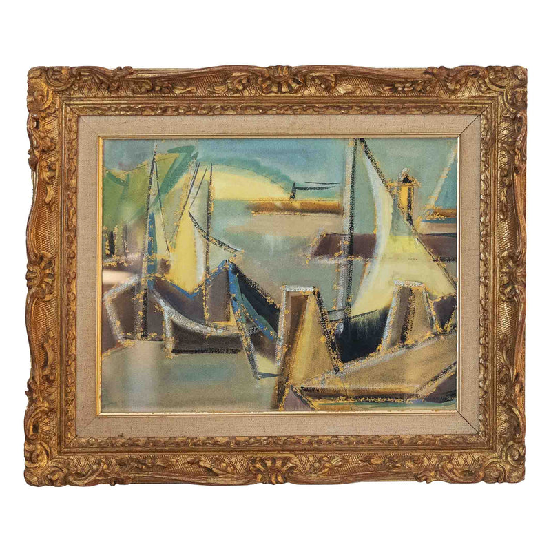 Lithographie - Les voiles jaunes - XXe siècle