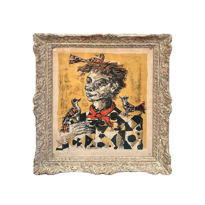 Lithographie - L’homme aux oiseaux - P.Aizpiri