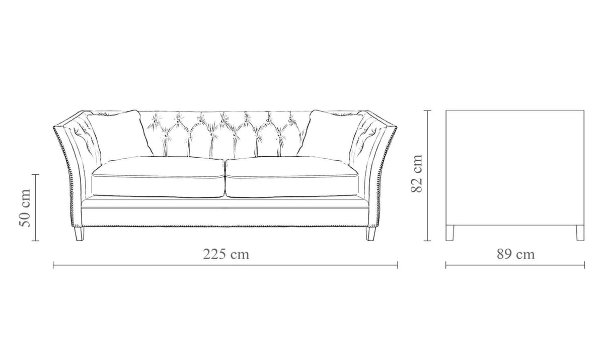 Capri Canapé capitonné 3 places dimensions