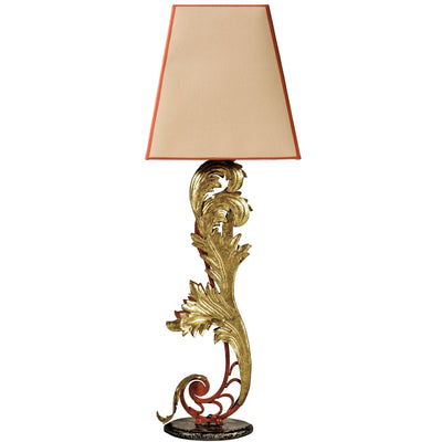 Lampe en fer doré et peint corail Bruges Petit Modèle