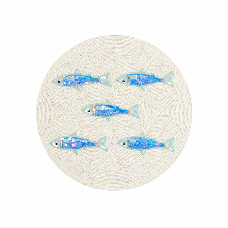 Set de table rond perlé Poissons Petit Modèle