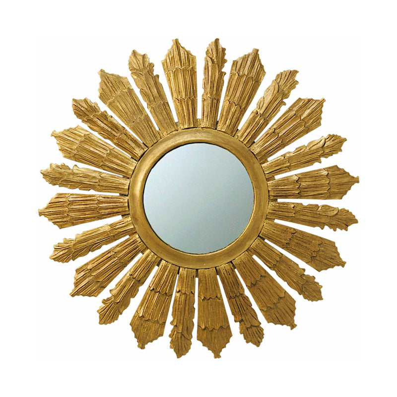 Miroir rond en bois doré Soleil vue de face