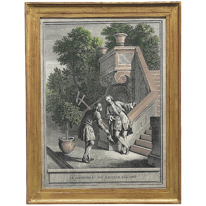 Gravure encadrée Fable le Jardinier 