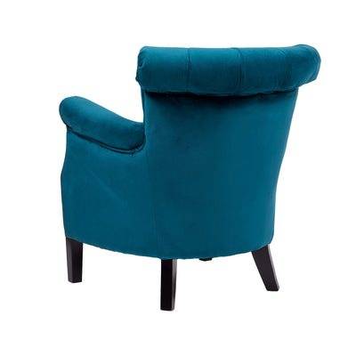 Juliette Fauteuil capitonné couleur Bleu canard vue de dos