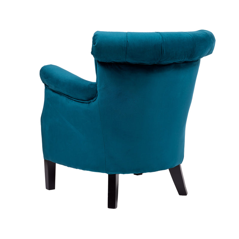 Juliette Fauteuil capitonné couleur Bleu canard autre vue de dos