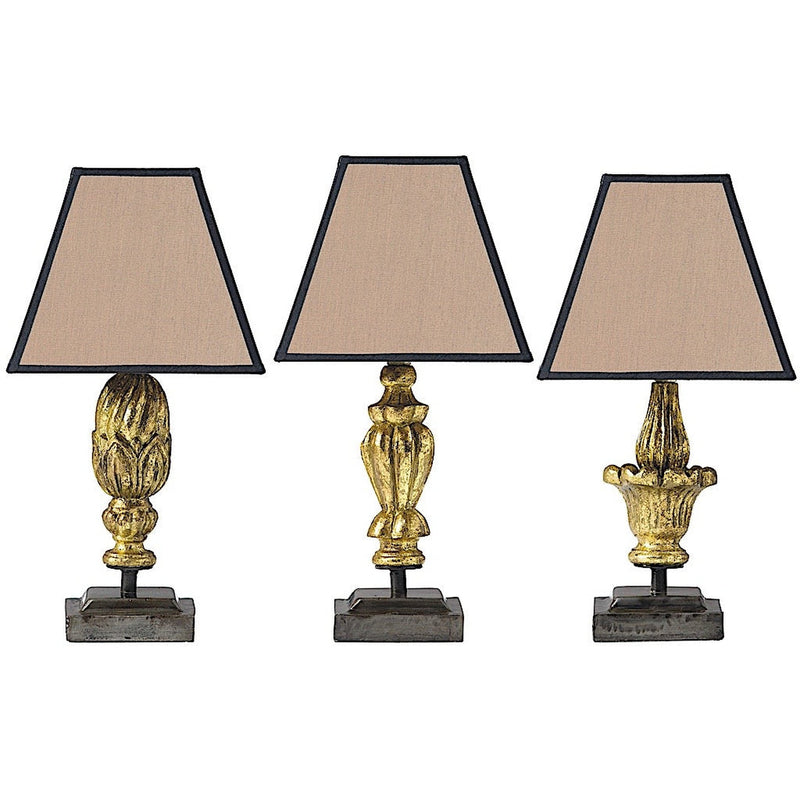 Trianon Lampe bibliothèque en bois dorée Petit Modèle set de 3 sans abat-jour