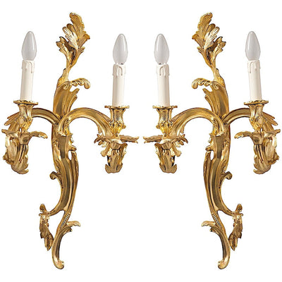 Pompadour double Applique en bronze doré set de 2