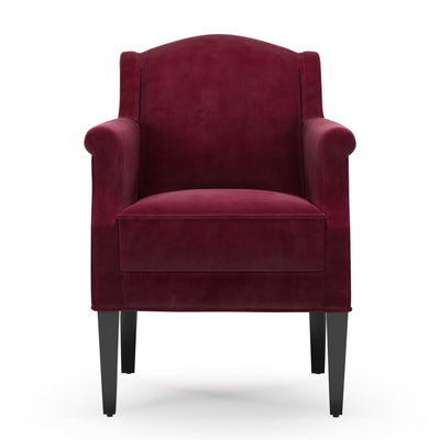 Du Bac Fauteuil club couleur Velours Grenat vue de face