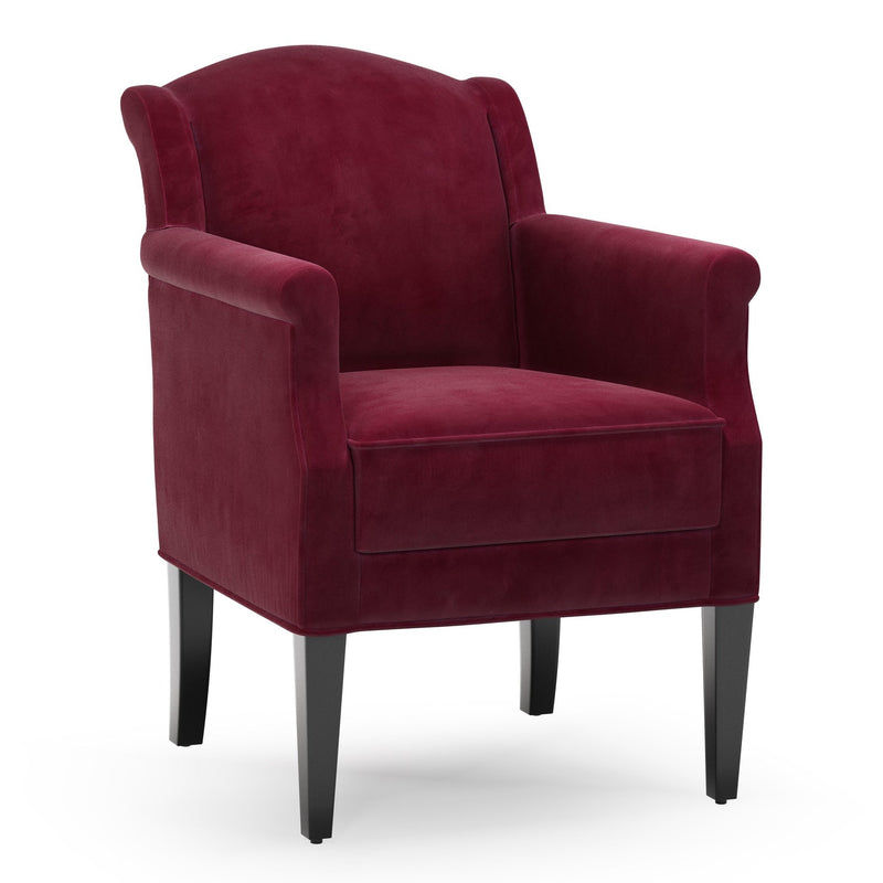 Du Bac Fauteuil club couleur Velours Grenat vue 3/4