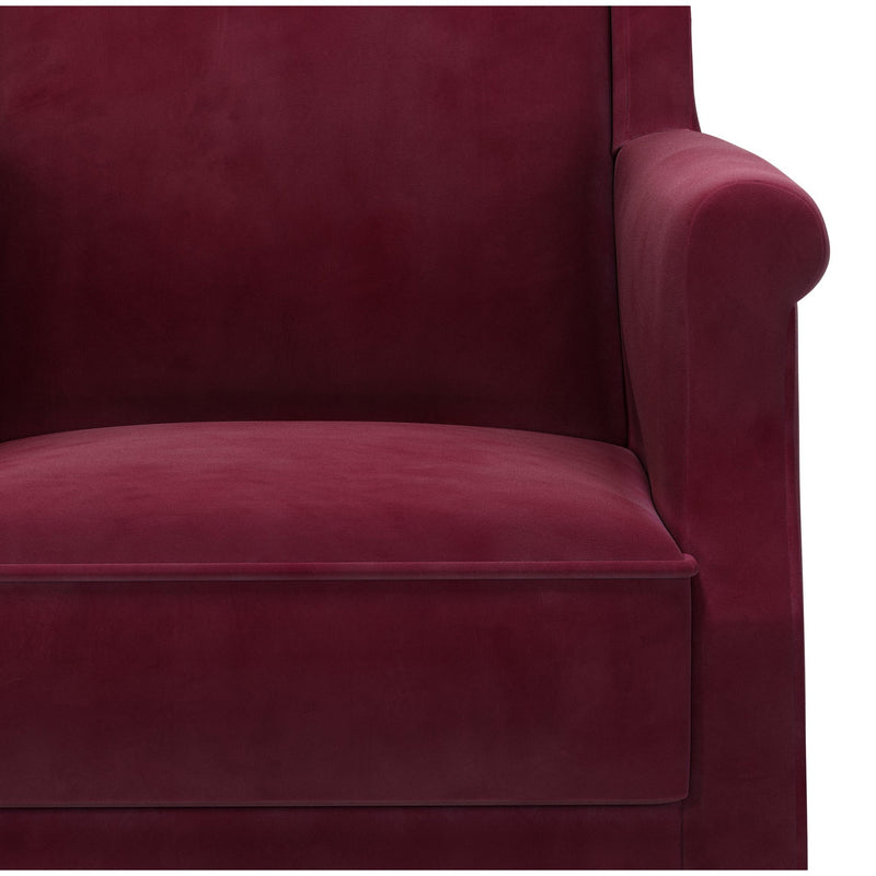 Du Bac Fauteuil club couleur Velours Grenat vue zoom