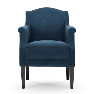 Du Bac Fauteuil club couleur Velours bleu Saphir vue de face