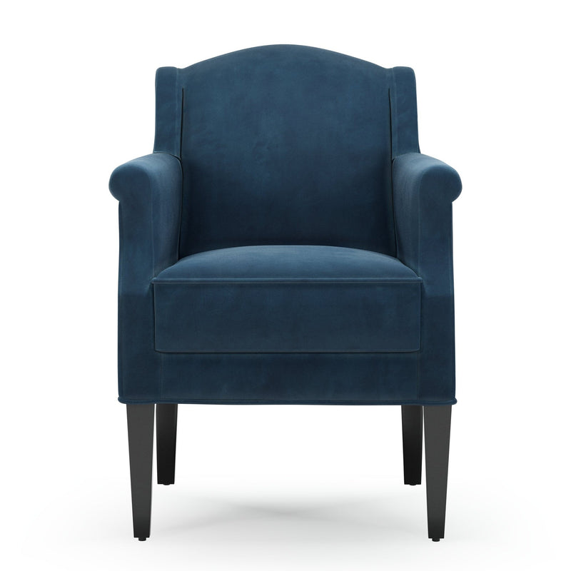 Du Bac Fauteuil club couleur Velours bleu Saphir vue de face