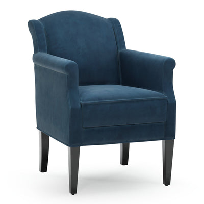 Du Bac Fauteuil club couleur Velours bleu Saphir vue 3/4