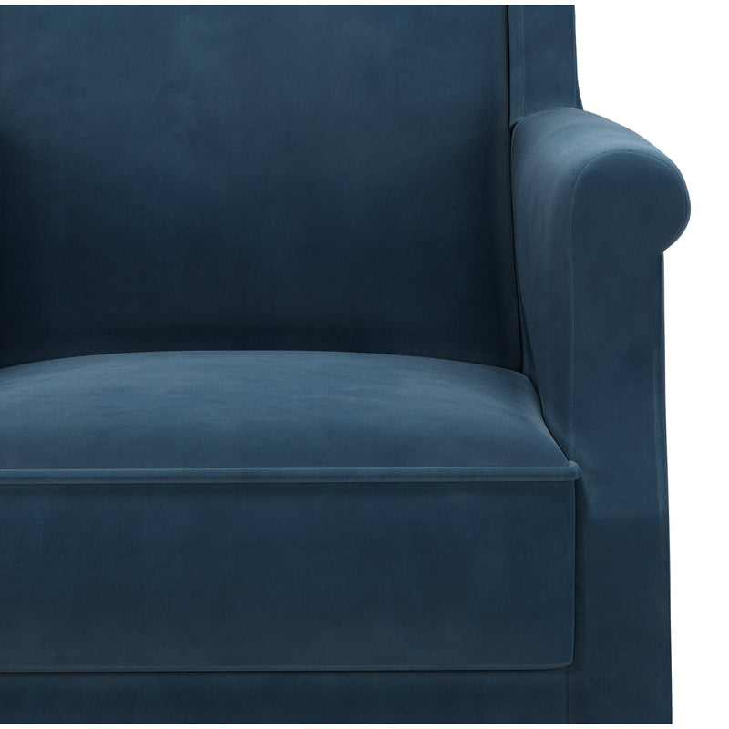 Du Bac Fauteuil club couleur Velours bleu Saphir vue zoom