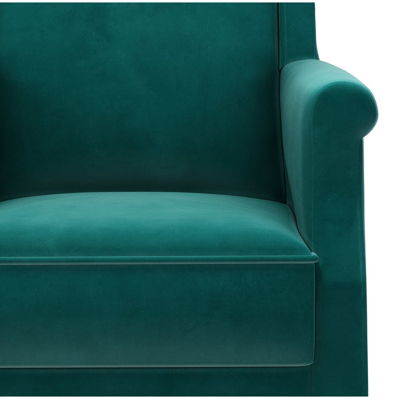 Du Bac Fauteuil club couleur Velours vert Pétrole vue zoom