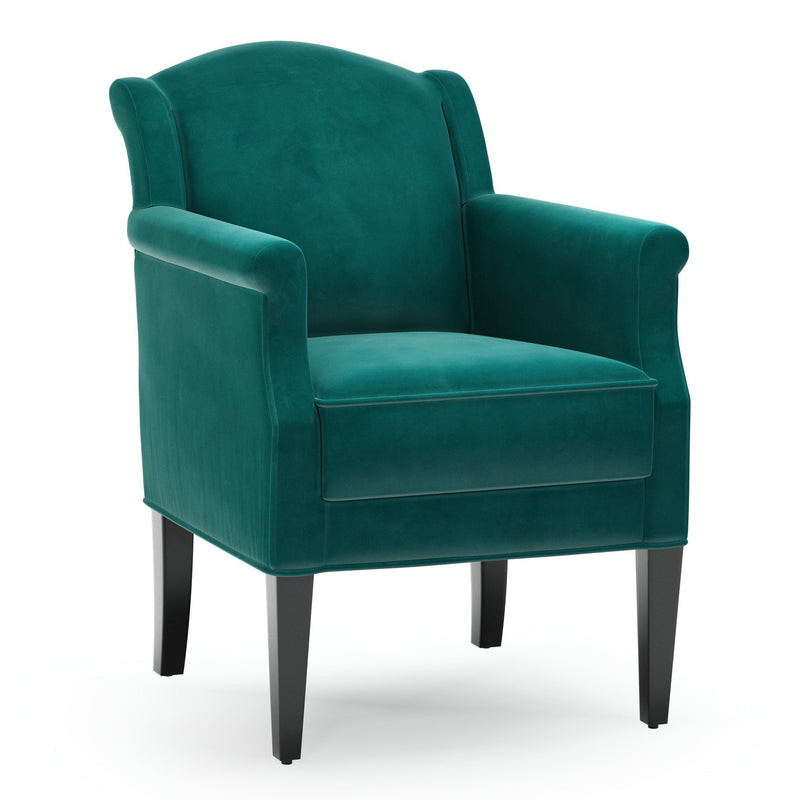 Du Bac Fauteuil club avec poignée couleur Velours vert Pétrole vue 3/4