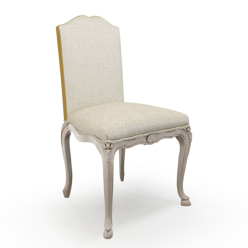 Brienne Chaise basse patine Trianon couleur Chiné beige pierre et jaune mordoré vue 3/4