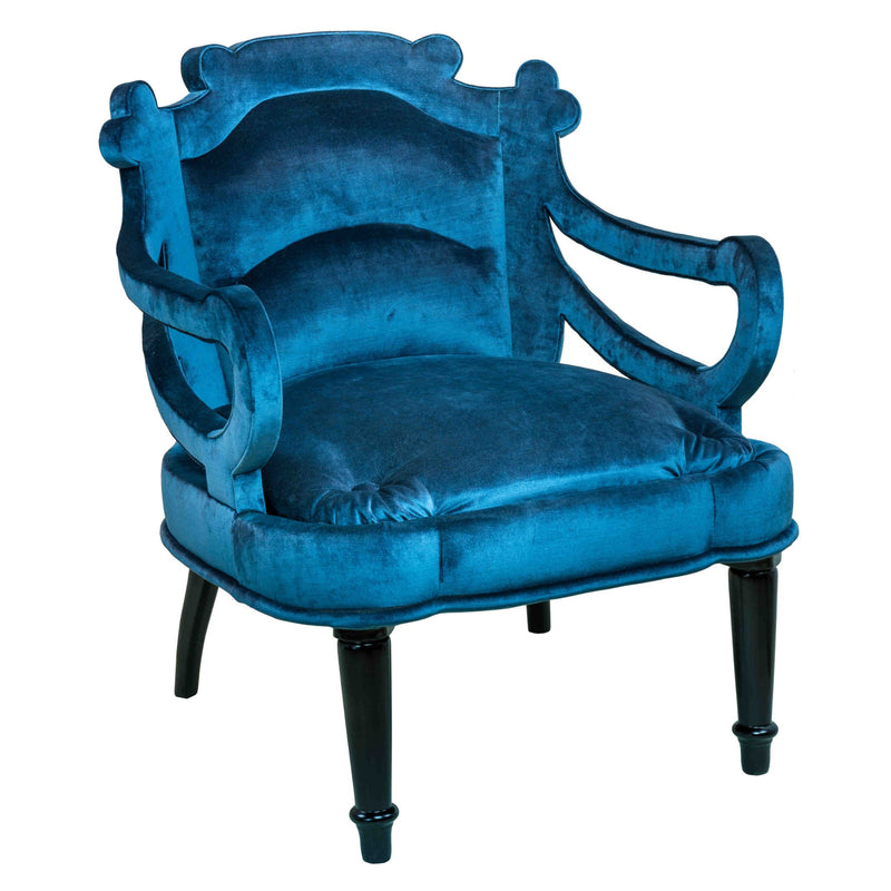 Fauteuil couture Castiglione coloris bleu vue 3/4