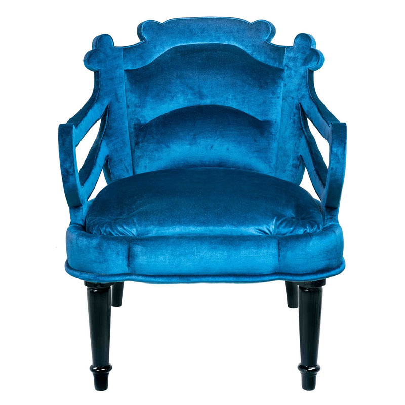 Fauteuil couture Castiglione coloris bleu vue de face