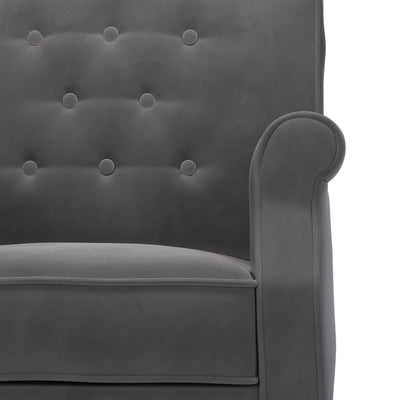 Charles Fauteuil club avec boutons Velours gris Ardoise vue zoom