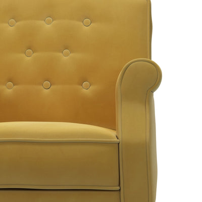 Charles Fauteuil club avec boutons Velours jaune Mordoré vue zoom