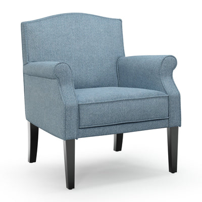 Charles Fauteuil club couleur Chiné bleu Azur vue 3/4