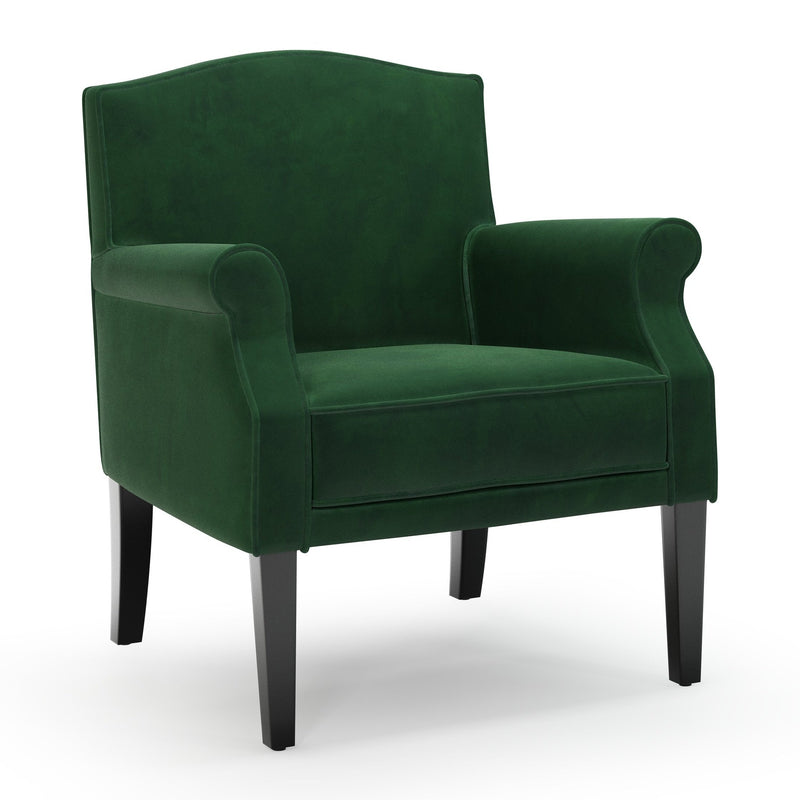 Charles Fauteuil club couleur Velours vert Sapin vue 3/4