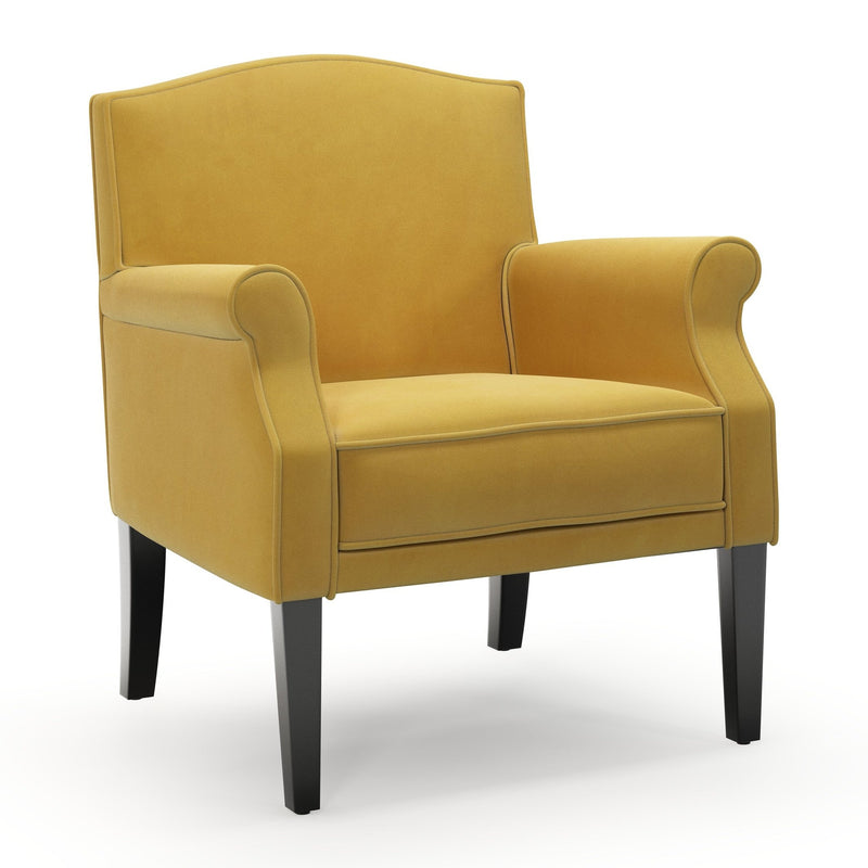 Charles Fauteuil club couleur jaune Velours Mordoré vue 3/4