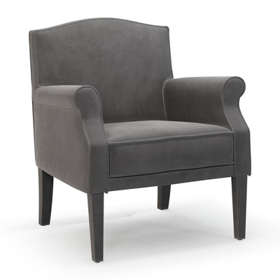 Charles Fauteuil club couleur Velours gris Ardoise vue 3/4