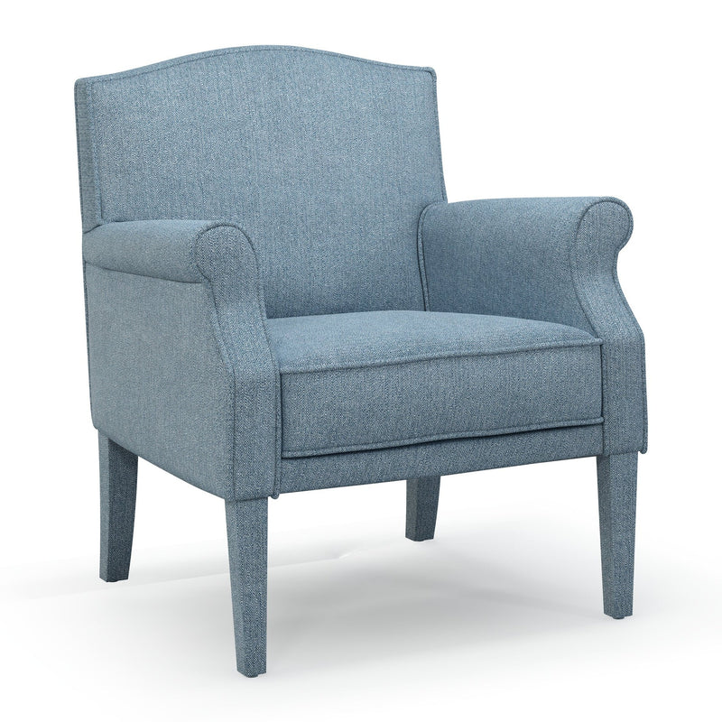 Charles Fauteuil club pieds en tissu couleur Chiné bleu Azur vue 3/4