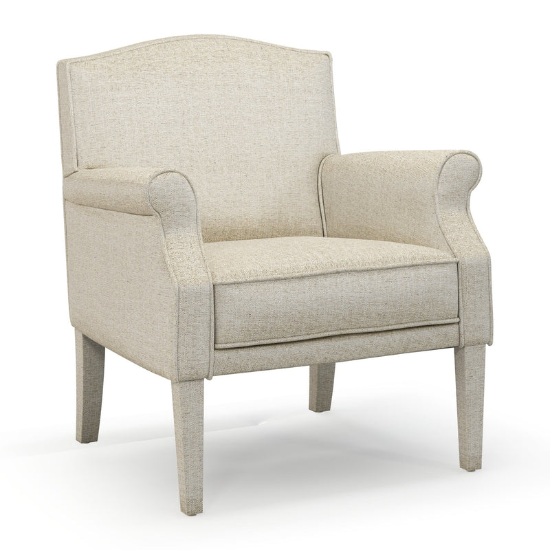 Charles Fauteuil club pieds en tissu Chiné beige Pierre vue 3/4