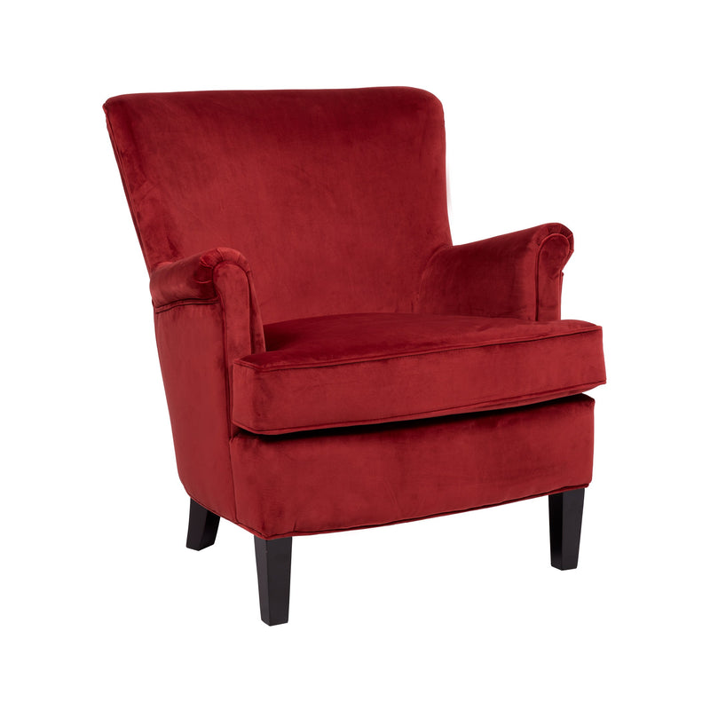 Carmen Fauteuil club coloris rouge Rosewood vue 3/4