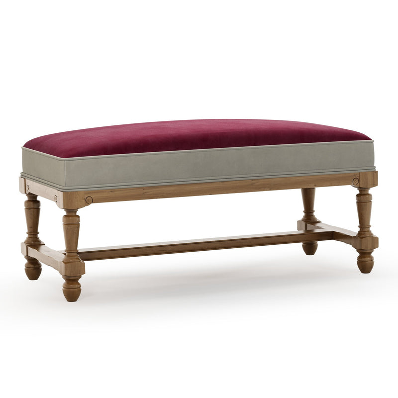 Ecouen Banc plat patine Brienne Petit Modèle Velours Grenat