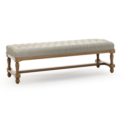 Ecouen Banc capitonné patine Brienne Grand Modèle Velours gris Pierre vue 3/4