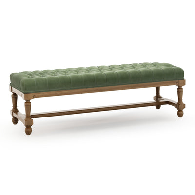 Ecouen Banc capitonné patine Brienne Grand Modèle Velours vert Sauge vue 3/4