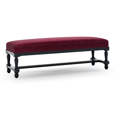 Ecouen Banc plat patine Ebène Grand Modèle Velours Grenat