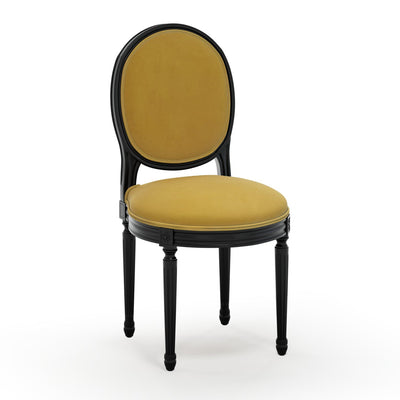 Médaillon Figeac Chaise patine Ebène couleur Velours jaune Mordoré vue 3/4