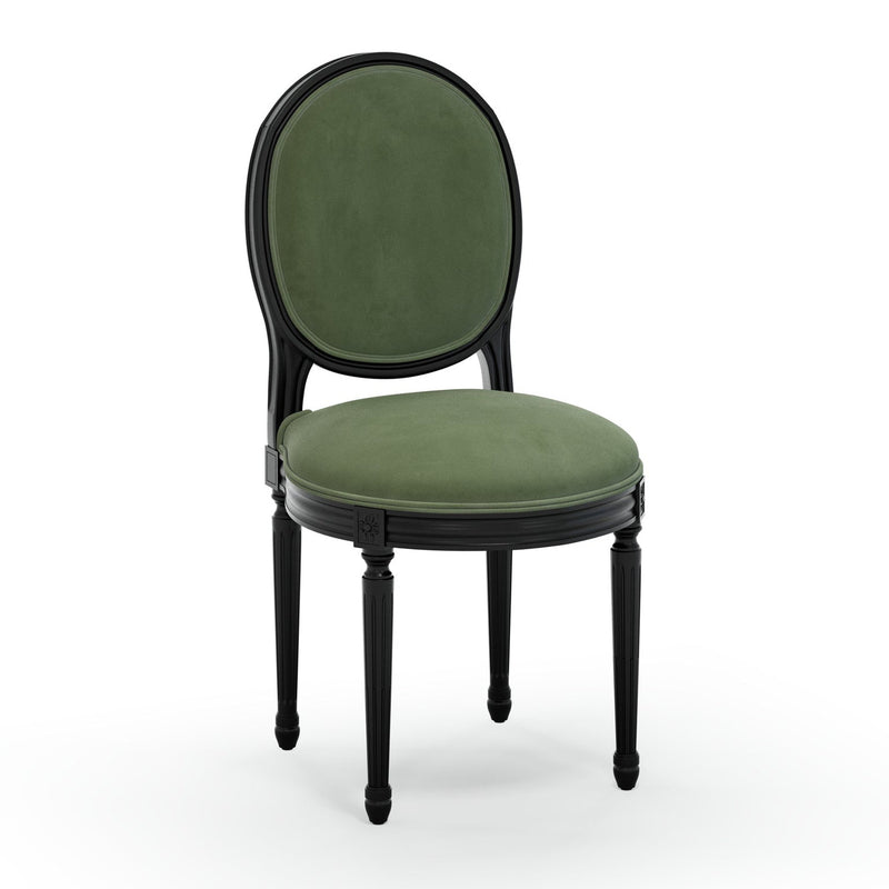 Médaillon Figeac Chaise patine Ebène couleur Velours vert Sauge vue 3/4