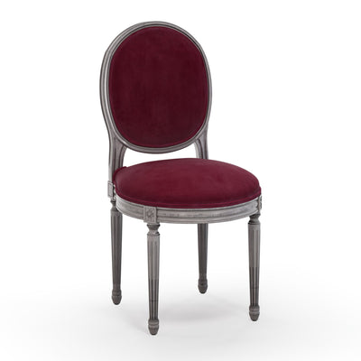 Médaillon Figeac Chaise patine Argentée couleur Velours rouge Grenat vue 3/4