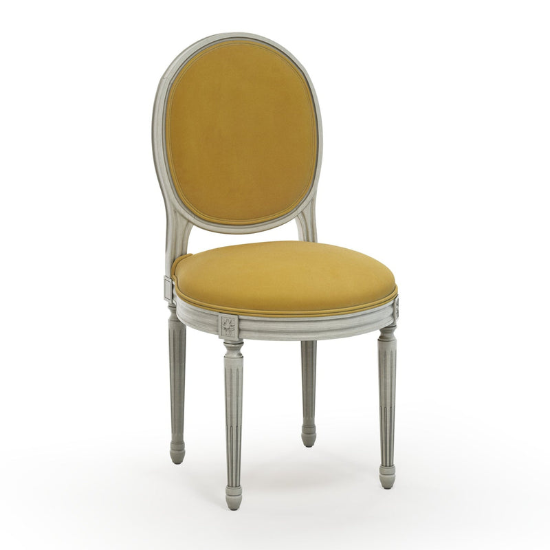 Médaillon Figeac Chaise patine Trianon couleur Velours jaune Mordoré vue 3/4