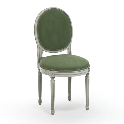 Médaillon Figeac Chaise patine Trianon couleur Velours vert Sauge vue 3/4