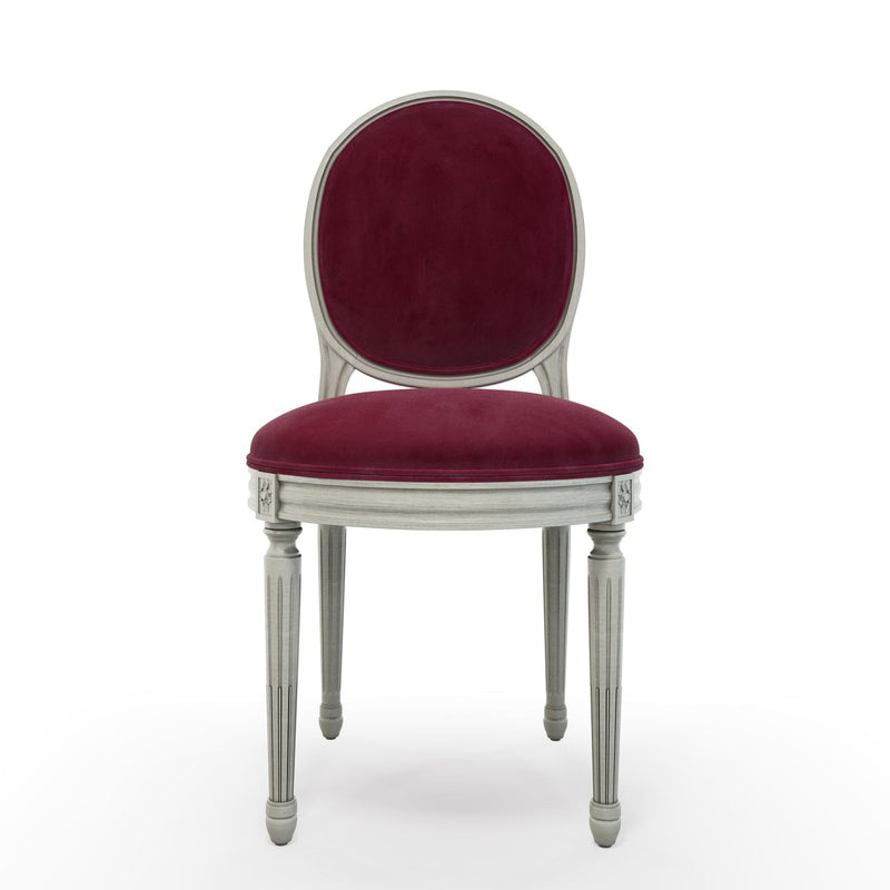 Médaillon Figeac Chaise patine Trianon couleur Velours Grenat vue de face