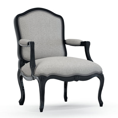 Figeac Fauteuil tapissé patine Ebène couleur Chiné Gris perle vue 3/4